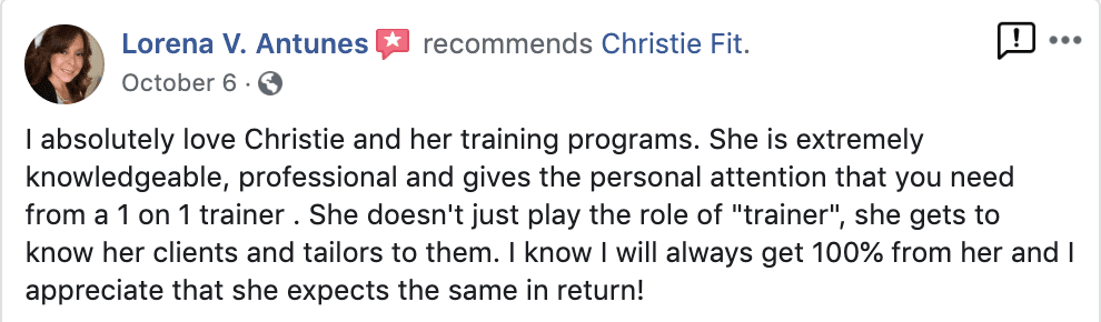 Christie Fit Personal Training Testimonials