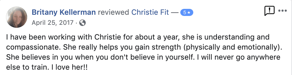 Christie Fit Personal Training Testimonials