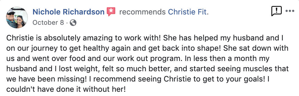 Christie Fit Personal Training Testimonials